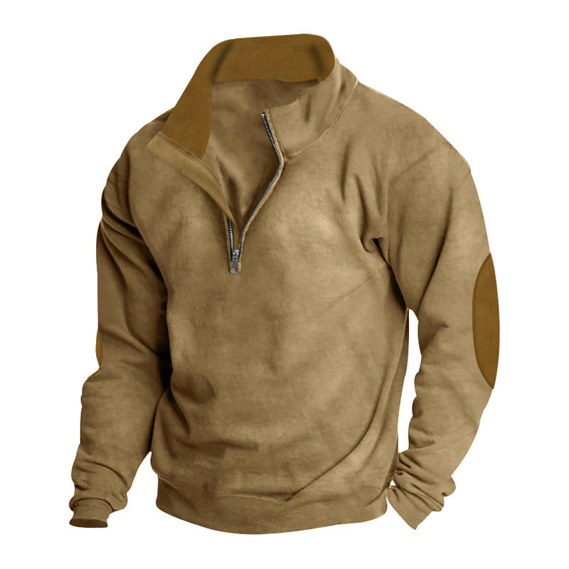 Herren Sweatshirt Stehkragen Leder Verzierungen Modern