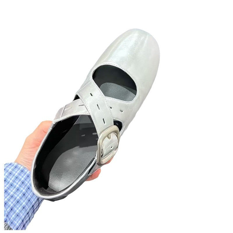 Damen Ballerinas Bequem Riemenverschluss Komfortschuhe Schuhe