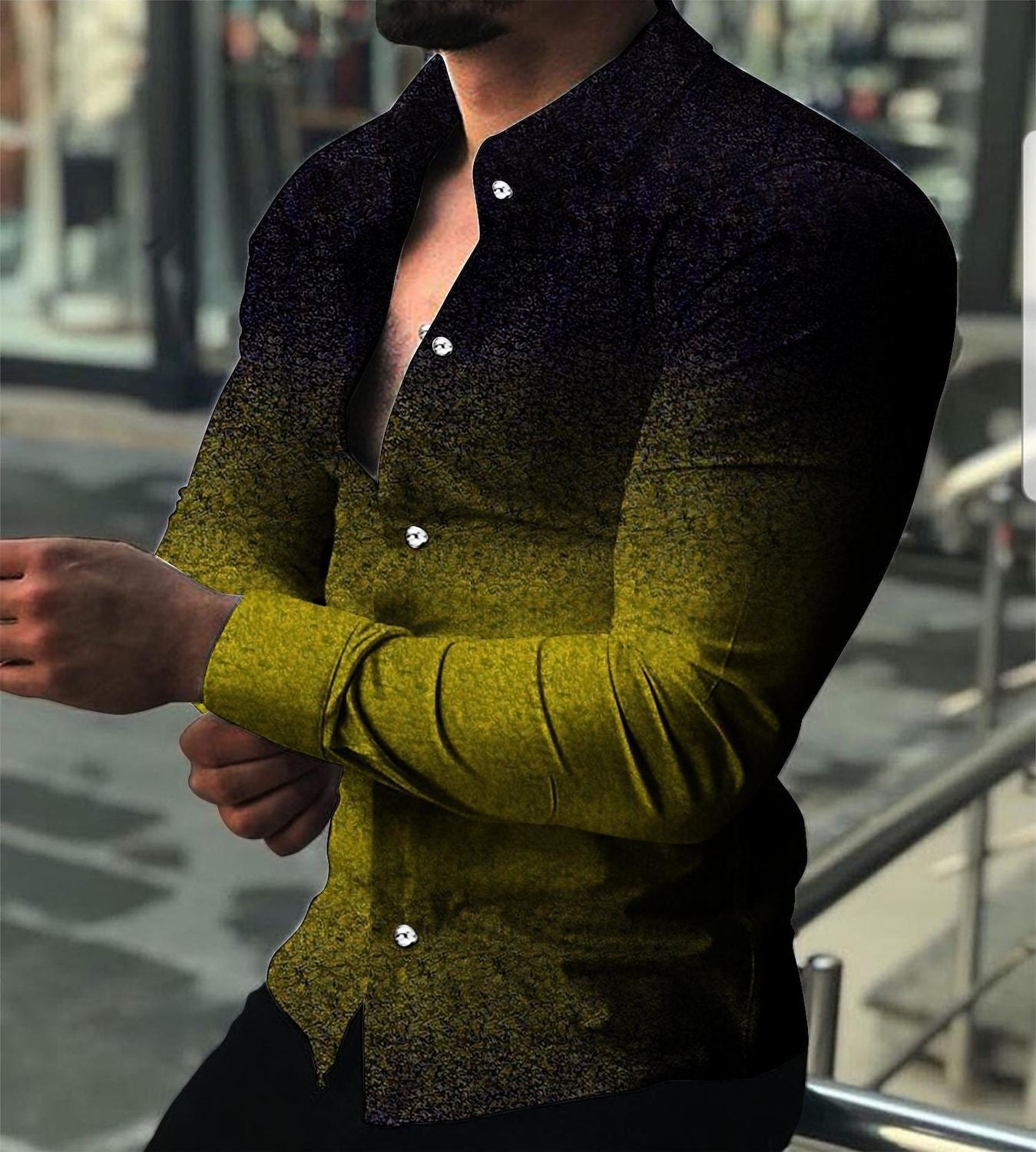 Herren Langarmhemd Farbverlauf Modern Edel Look