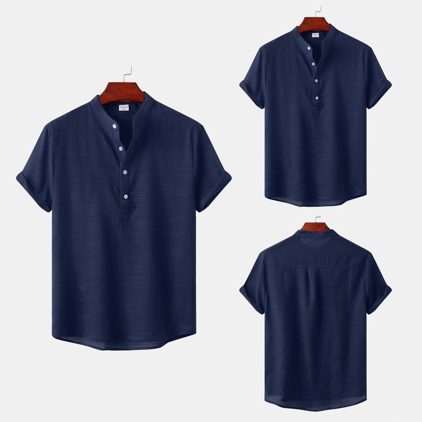 Herren Kurzarmhemd Slim Fit Knopfverschluss Modern