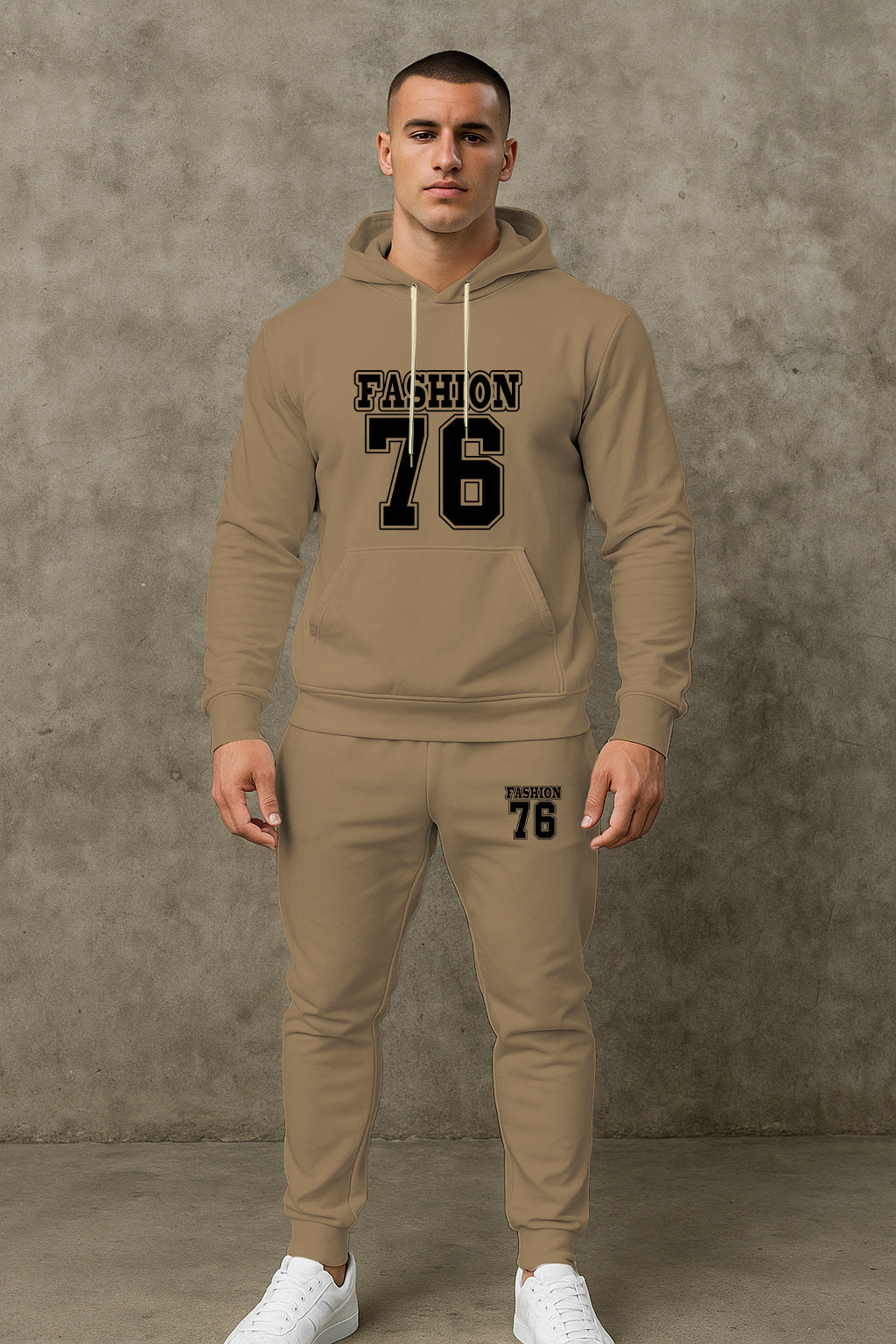 Herren Sport Set Hoodie Jogginghose Bequem Grau