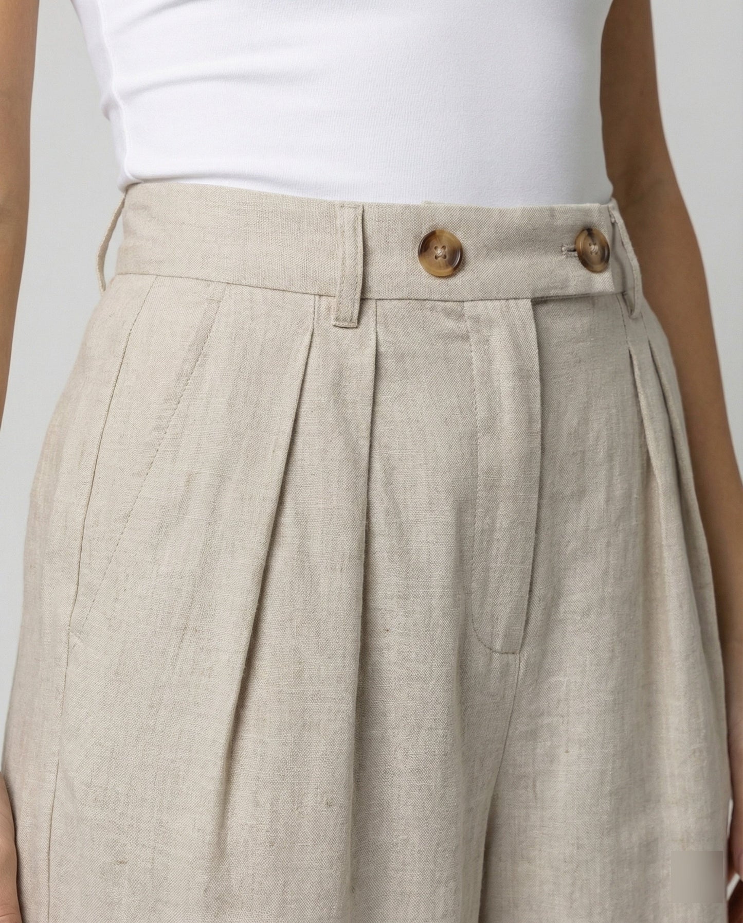 Damenhose Leinen Elegant Hochtailliert Damen