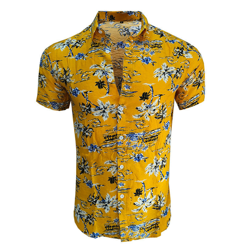 Herren Hemd Kurzarm Blumenmuster Modern