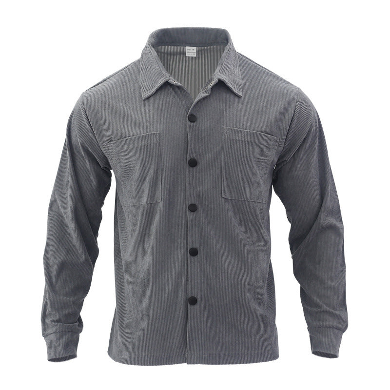 Herren Kordjacke Modern mit Brusttaschen Schwarz