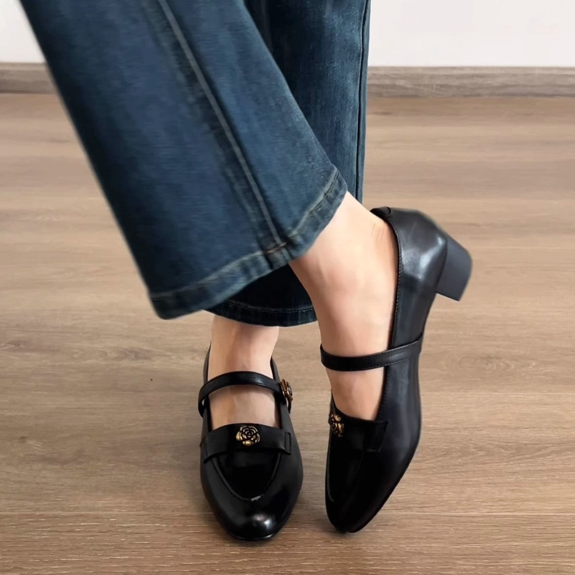 Damen Schuhe Mary Jane Elegant Schnalle Modisch Schwarz
