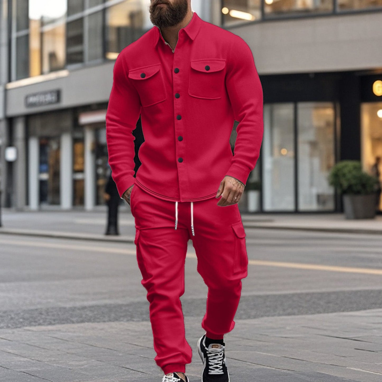 Herren Cargo-Hose-Set Funktionell Strukturiert Modern