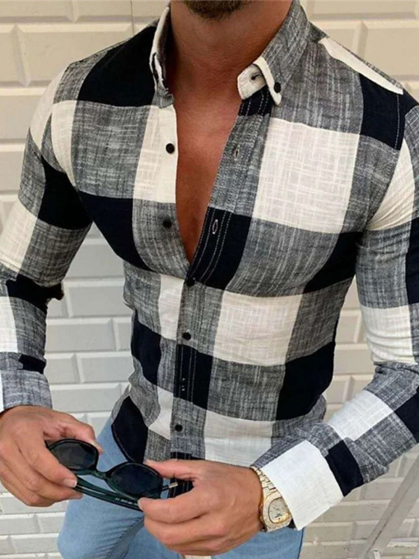 Herren Hemd Langarm Tintenfisch Druck Unikateshirt