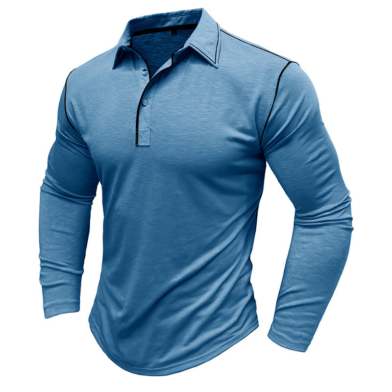 Herren Polo Langarm Modern Farben Kontrast