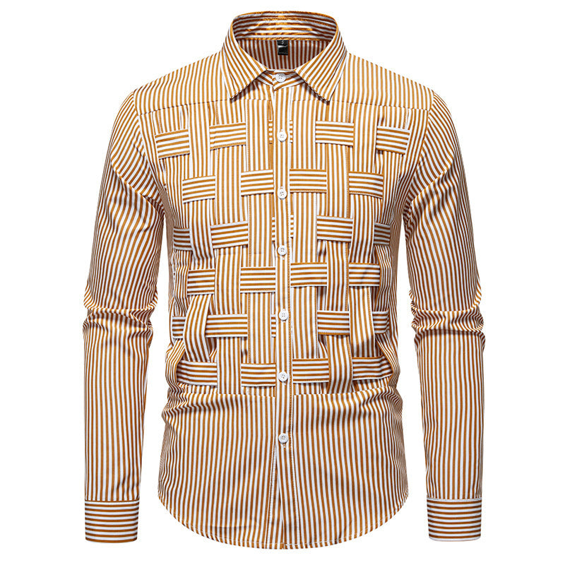 Herren Langarmhemd Streifenmuster Modern Slim Fit