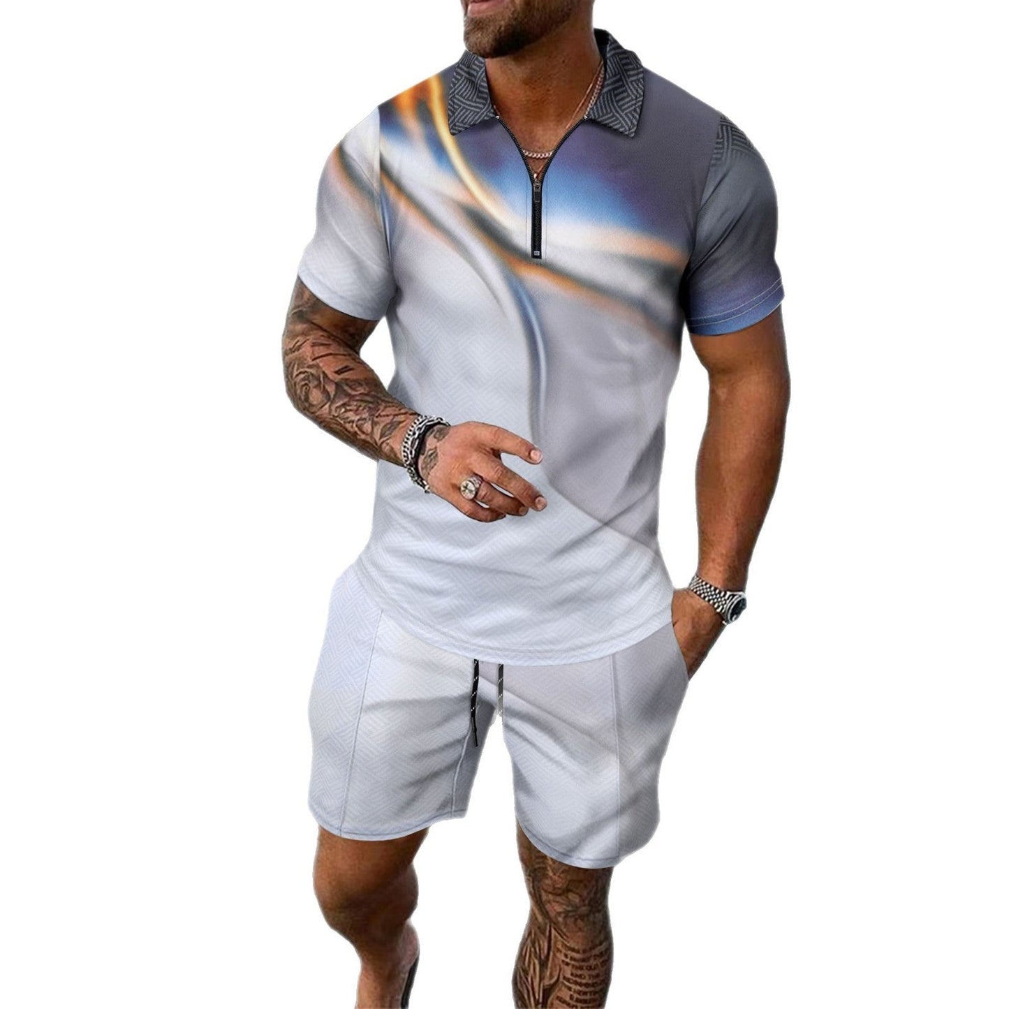 Herren Jumpsuit Kurzarm Modern Geometrisches Muster