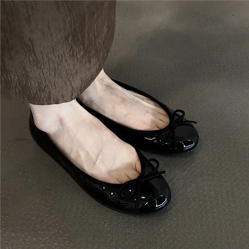Damen Ballerinas Glänzend Strukturiert Mode Schuhe