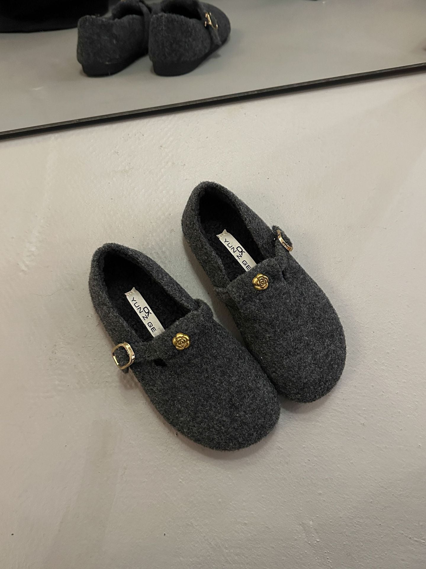 Damen Filzschuhe Elegante Schnalle Warm