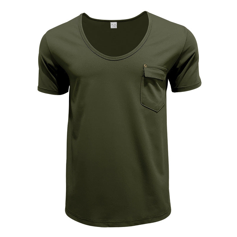 Herren T-Shirt V-Ausschnitt mit Brusttasche Casual Berlin