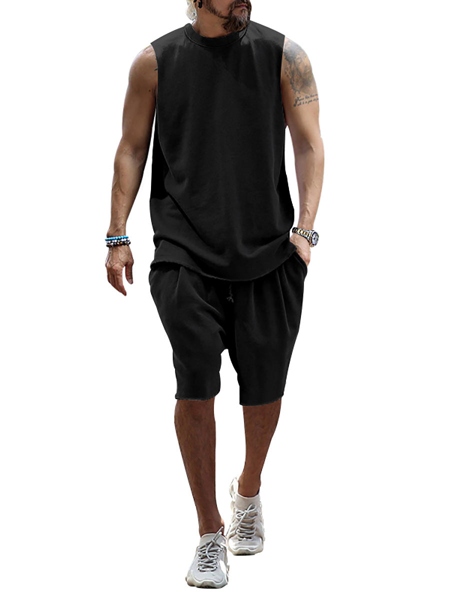 Herren Sportset Tanktop und Shorts Baumwoll Mix