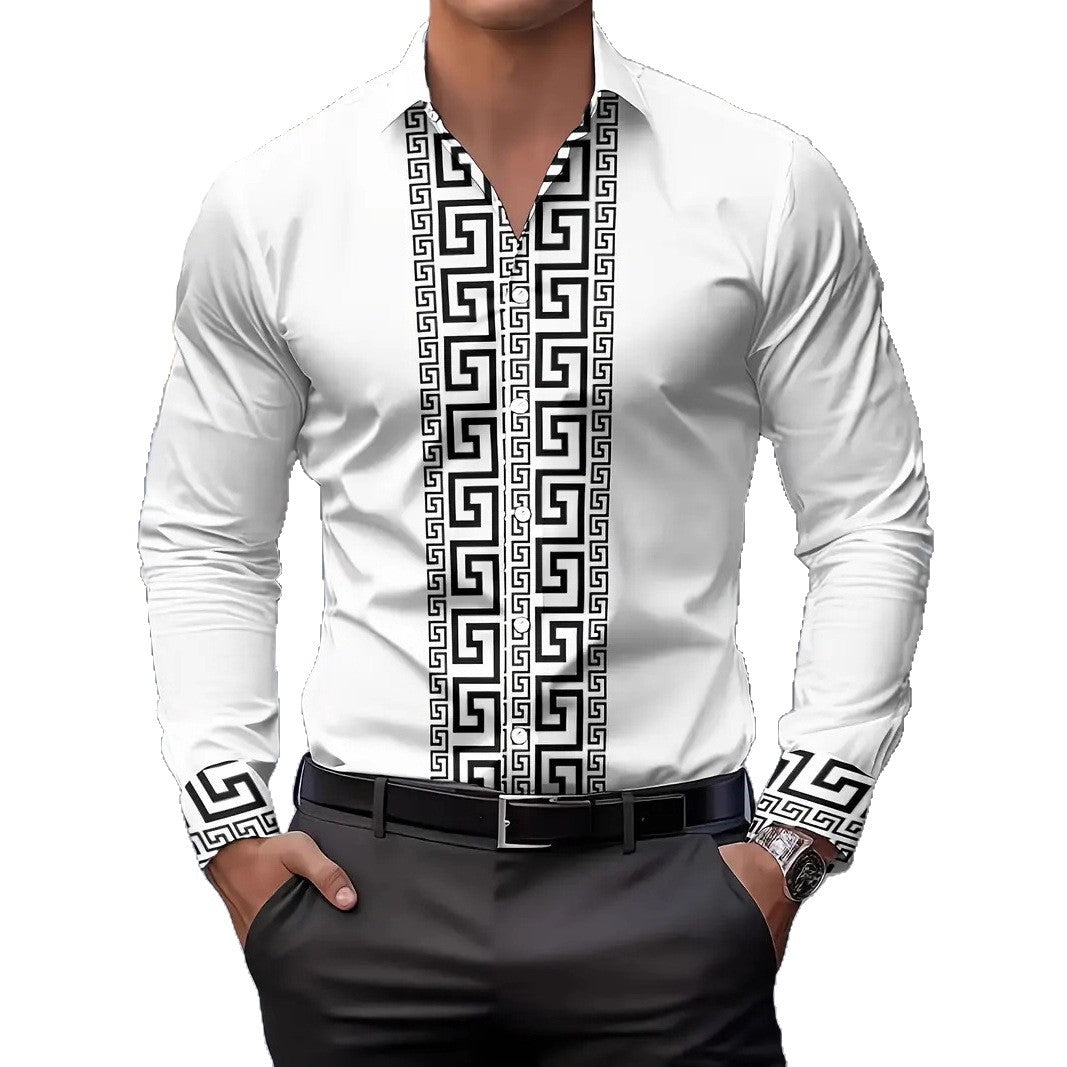 Herren Langarmhemd Modern mit Kontraststreifen Trendy