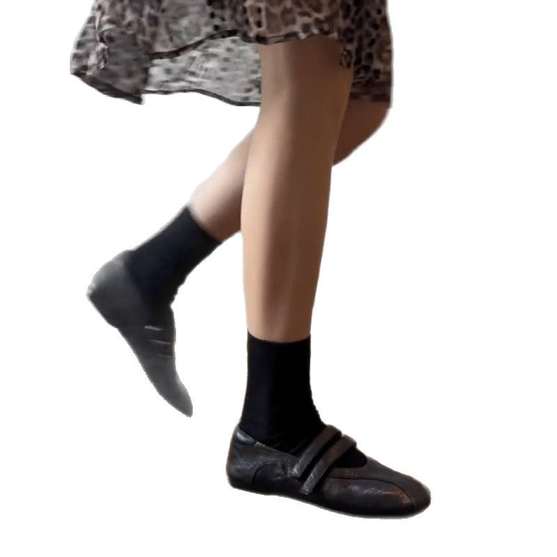 Damen Ballerinas Bequem mit Doppelriemen Ergonomisch