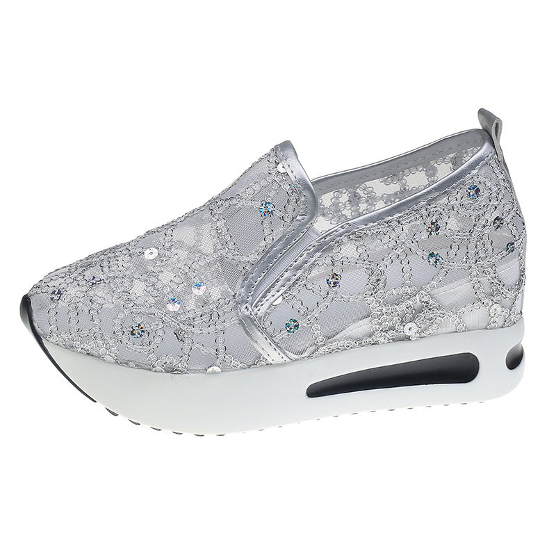 Damen Sneaker Glamourös Glitzer mit bequemer Sohle