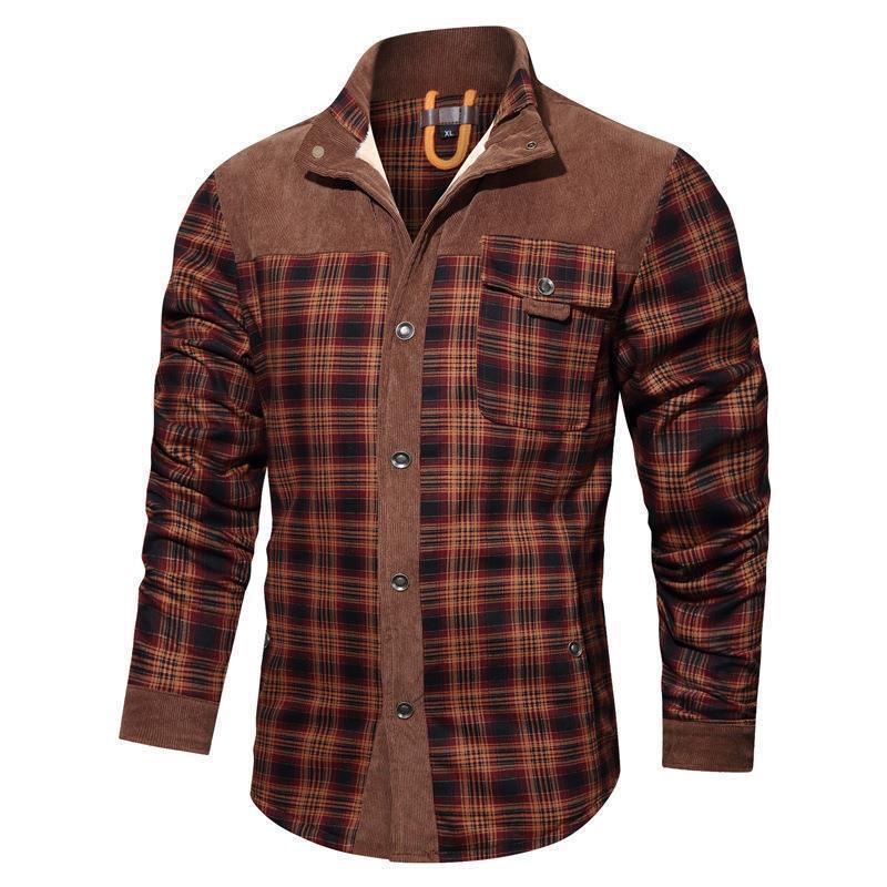 Herren Flanellhemd Warm mit Druckdetails Elegant