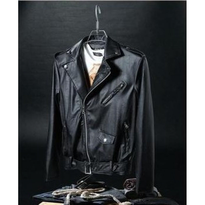 Lederjacke Herren Biker Style Asymmetrisch Schwarz
