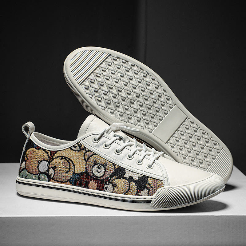 Damen Sneaker Bären Motiv Rutschfest Schwarz