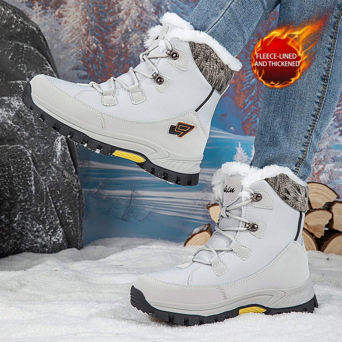 Damen Winterstiefel Fleecegefüttert Warm Schnittig