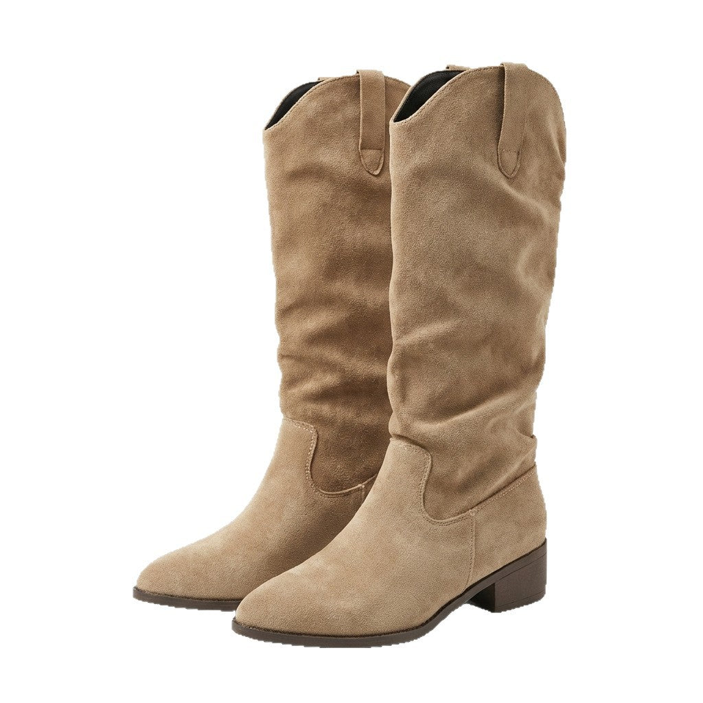 Damen Stiefel Wildleder Elegante Stretch Schnürsenkel