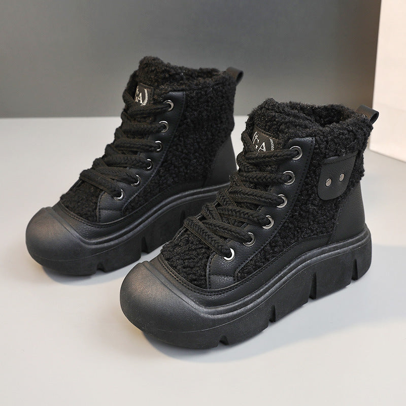 Damen Sneaker High-Top Modisch Kuschelig Weich