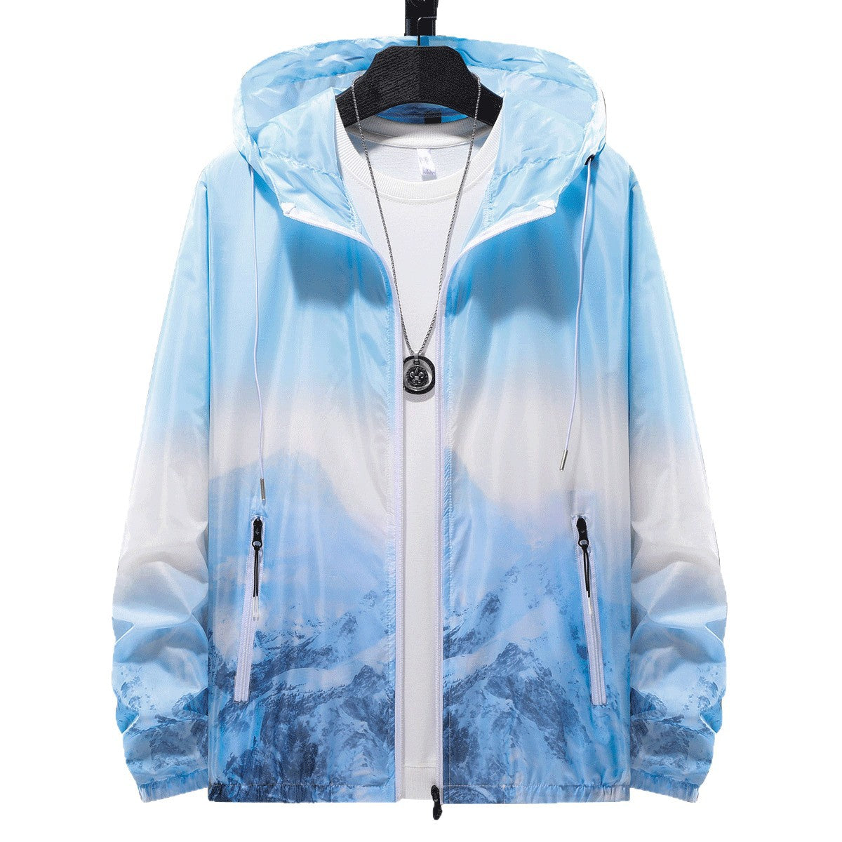 Wasserfeste Herrenjacke Leicht Reflektierend Kapuze Einstellbar