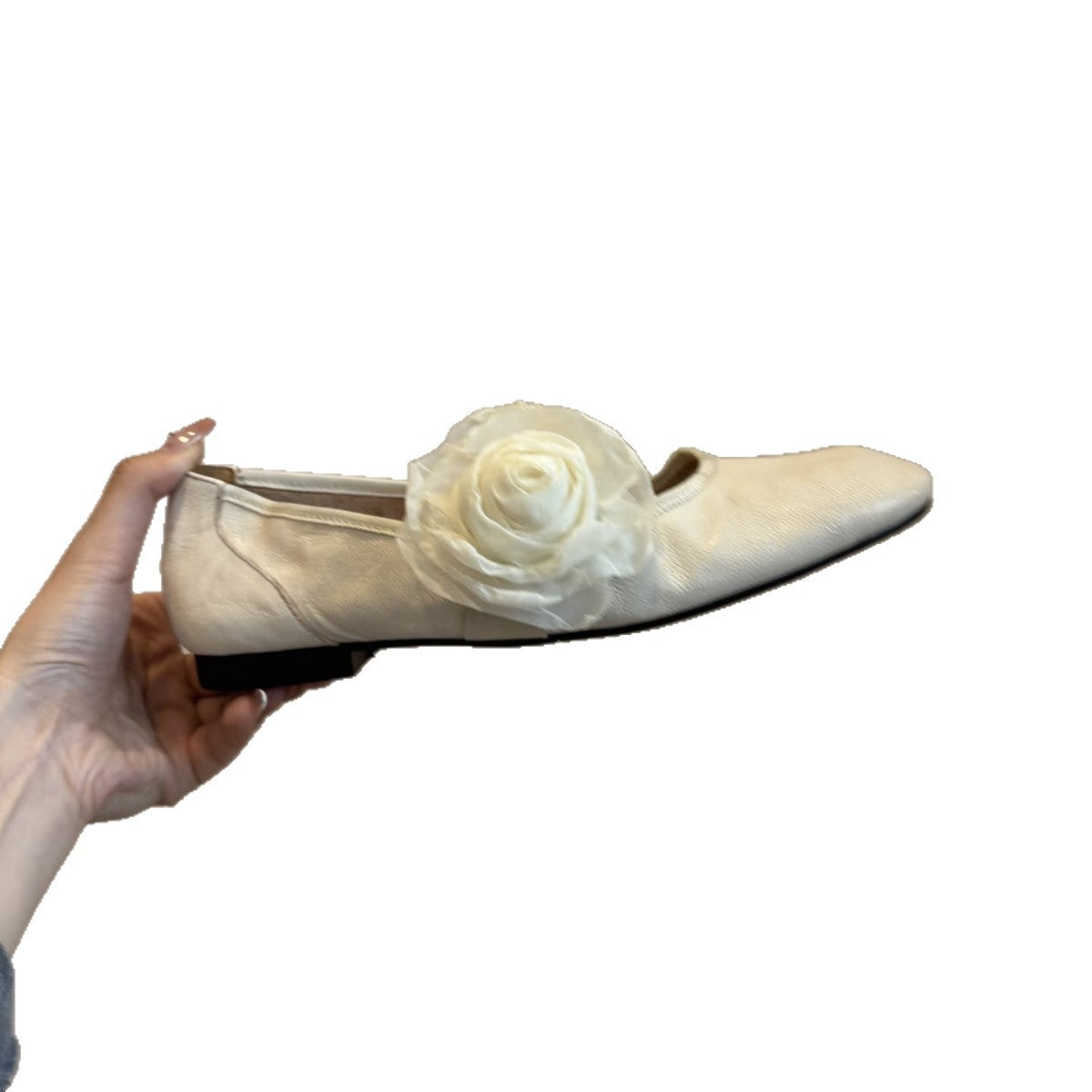 Ballerinas Damen Bequem Blumen Applikation