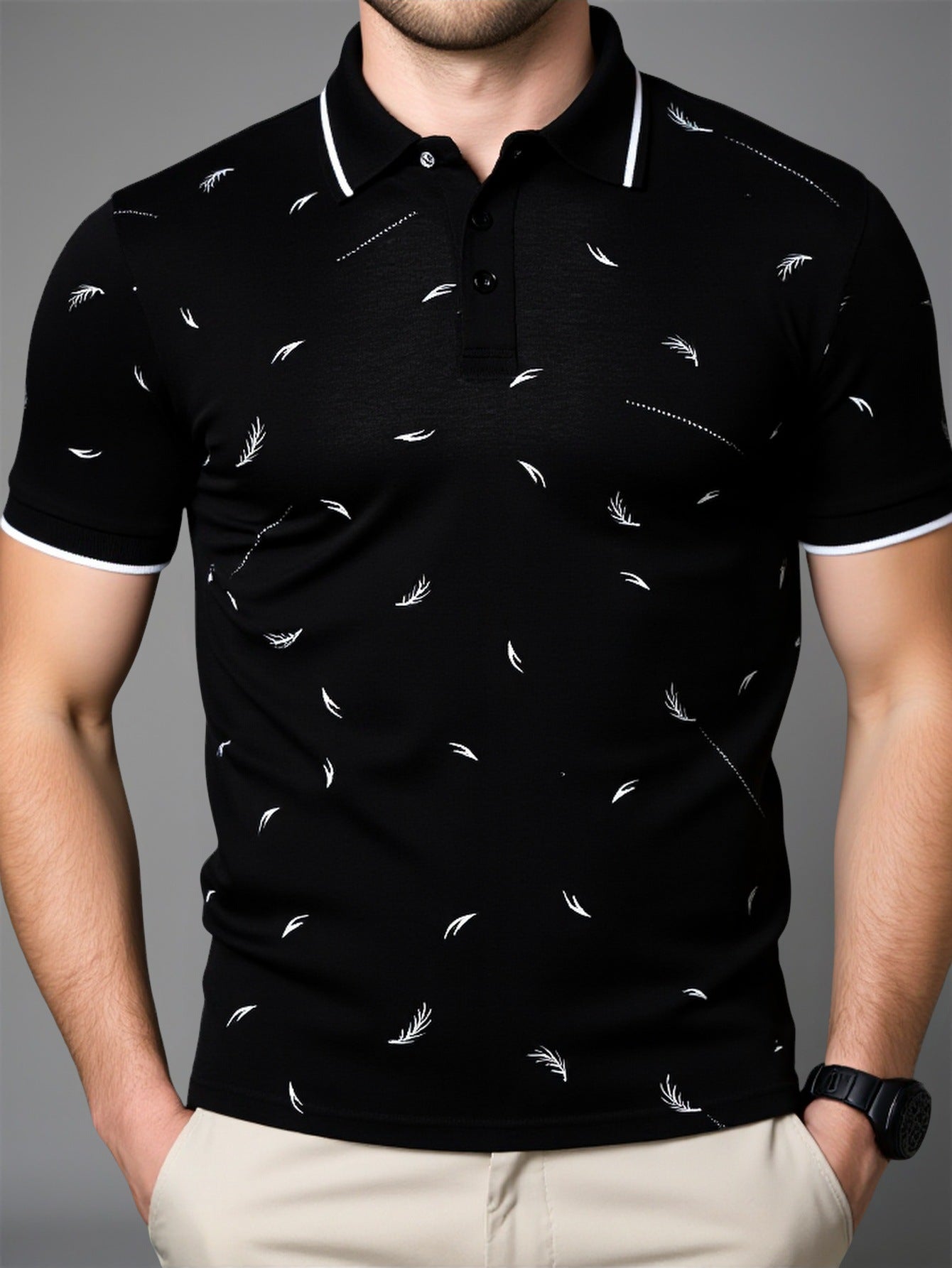 Herren Poloshirt Modern mit Druck Baumwolle Hochwertig