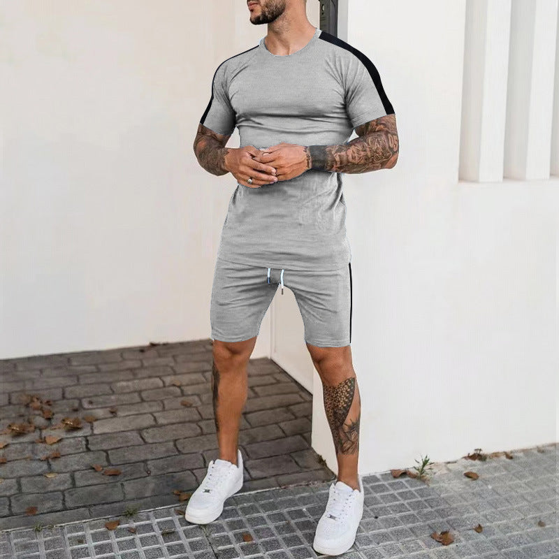 Herren Sport Set Kurzarm mit Kontraststreifen Modern