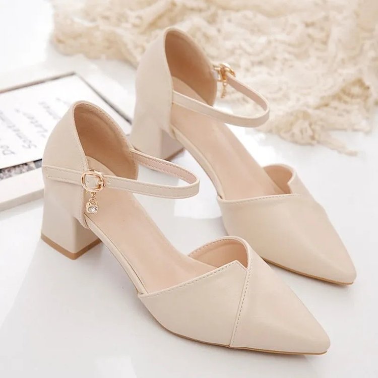Damen Halbschuhe Elegante Schnalle Blockabsatz Stilettos