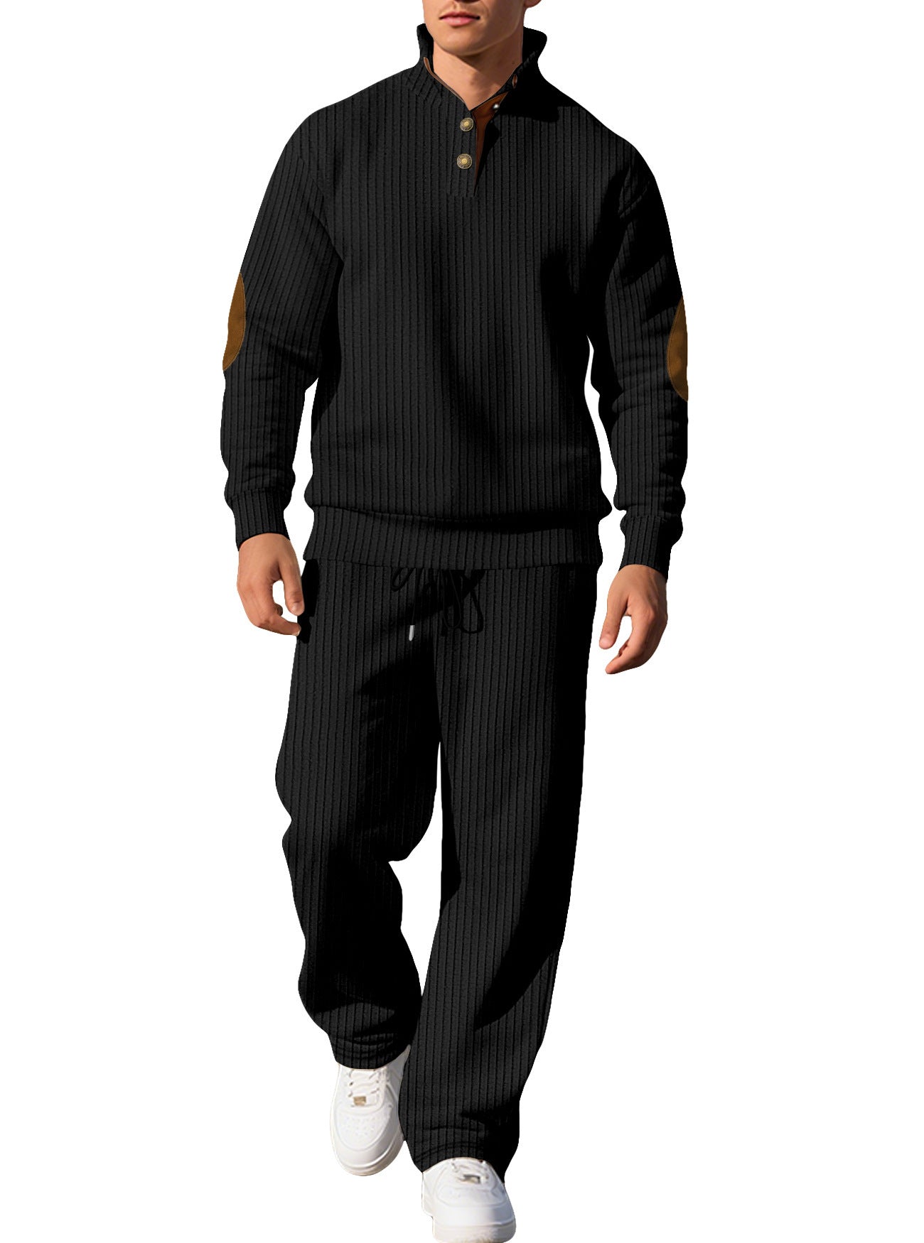 Herren Sweatshirt Sportlich Modern Knopfleiste Design