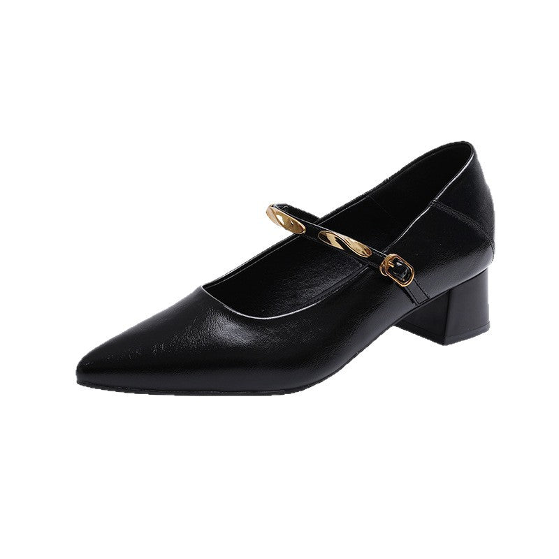 Damen Pumps Hochzeitsschuhe Glänzend mit Kette Elegante Blockabsatz