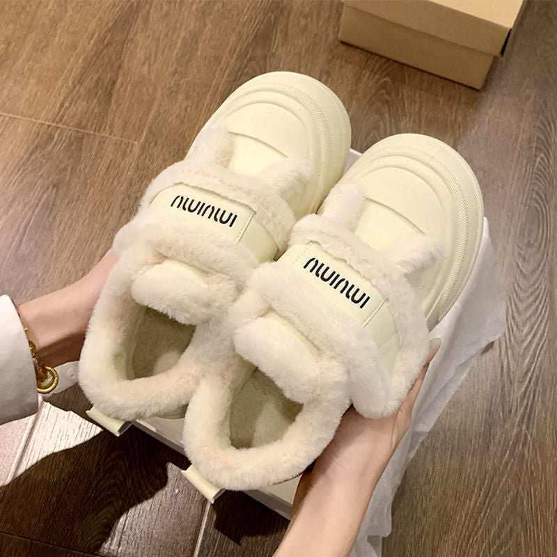 Damen Sneaker Flauschig Modisch Klettverschluss Weich