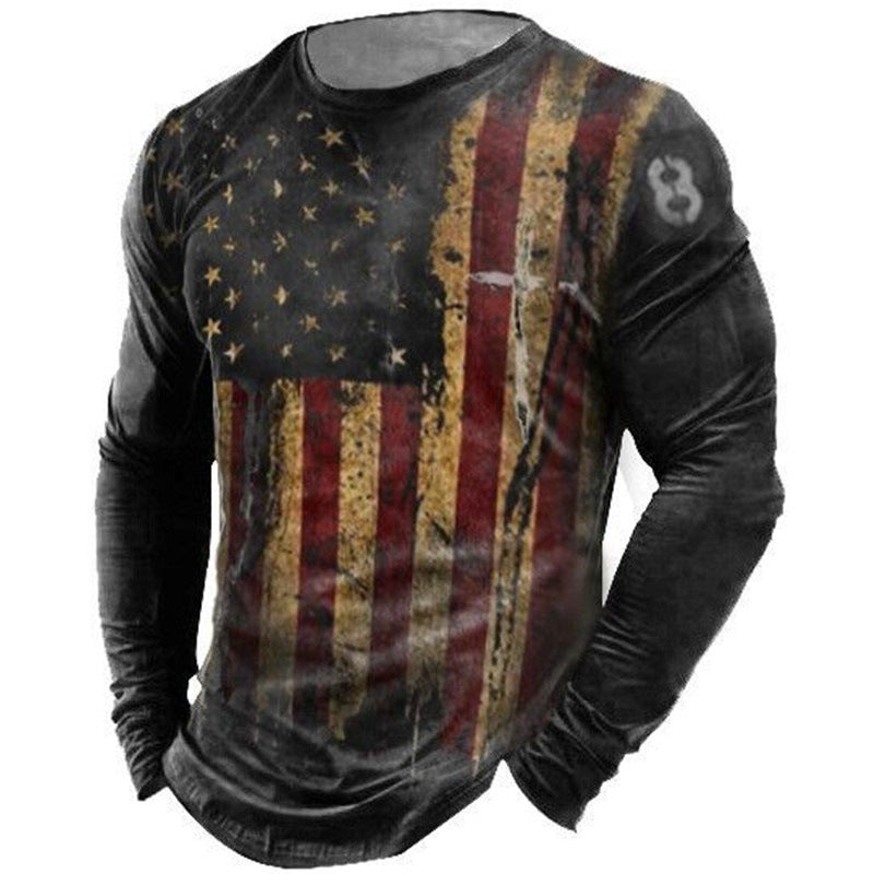 Männer Langarmshirt mit Vintage Flaggen Print Berlin Style