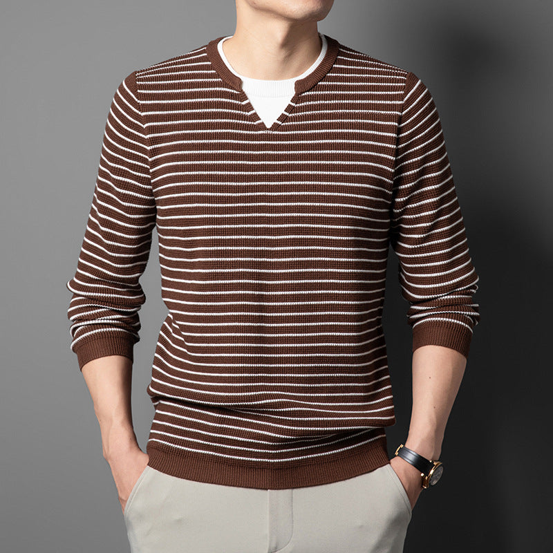 Herren Pullover V-Ausschnitt mit Feinstreifen Modern