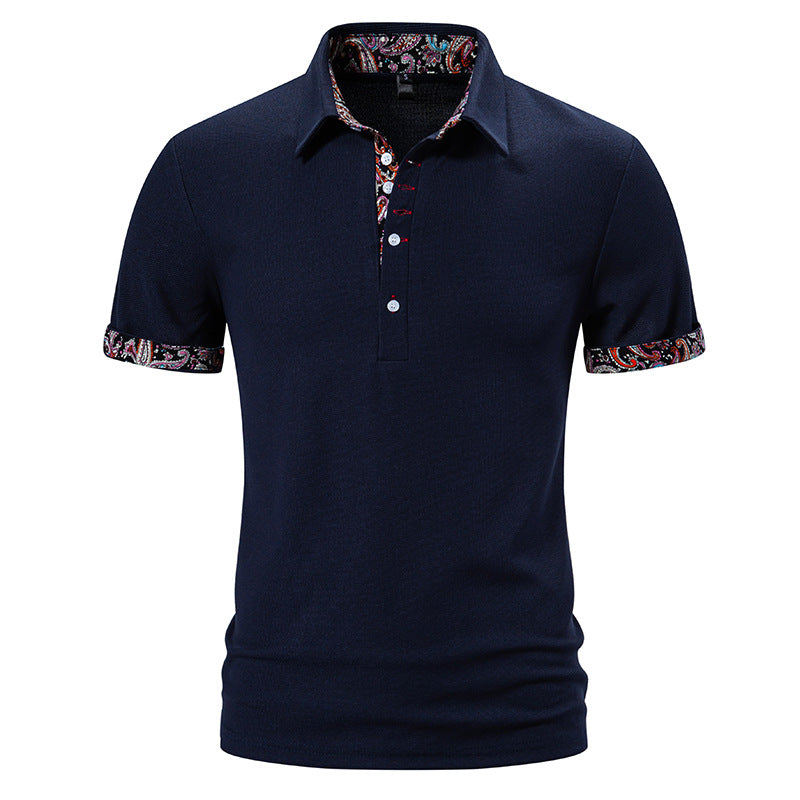Herren Polohemd Paisley Muster Kragen Modern
