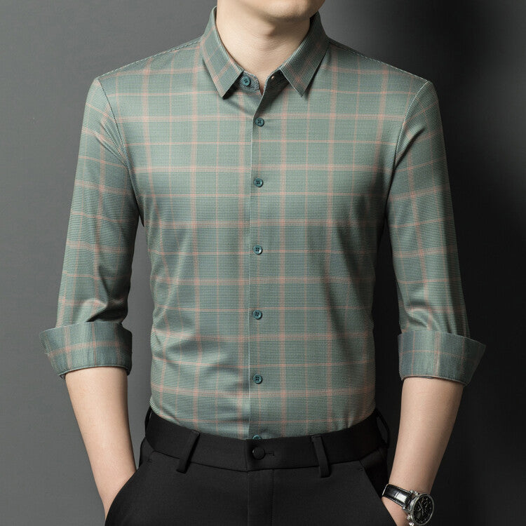 Herren Langarmhemd Karo Modern Slimfit