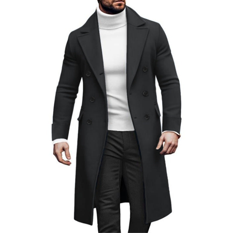 Herren Langmantel Elegant mit Taschen Schwarz Berlin Style