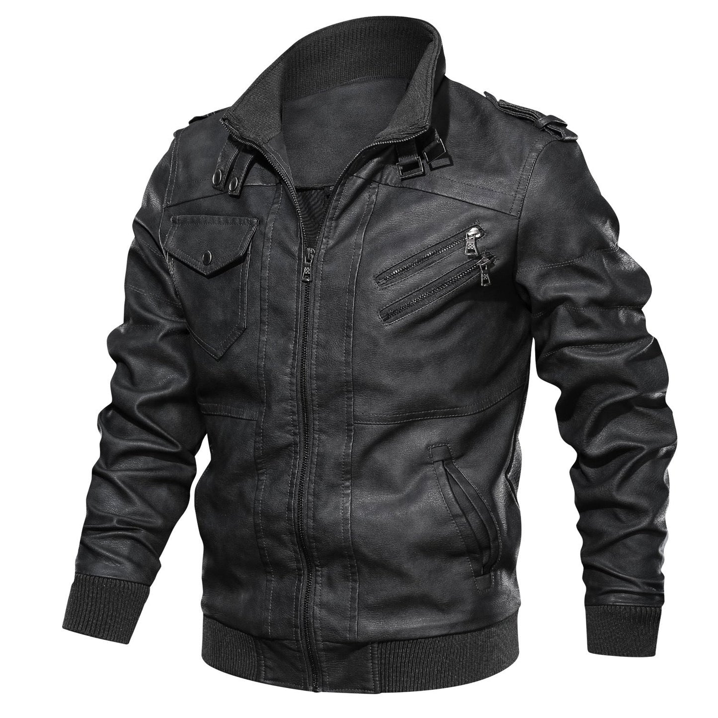 Herren Lederjacke Schwarz Modern Berlin Style