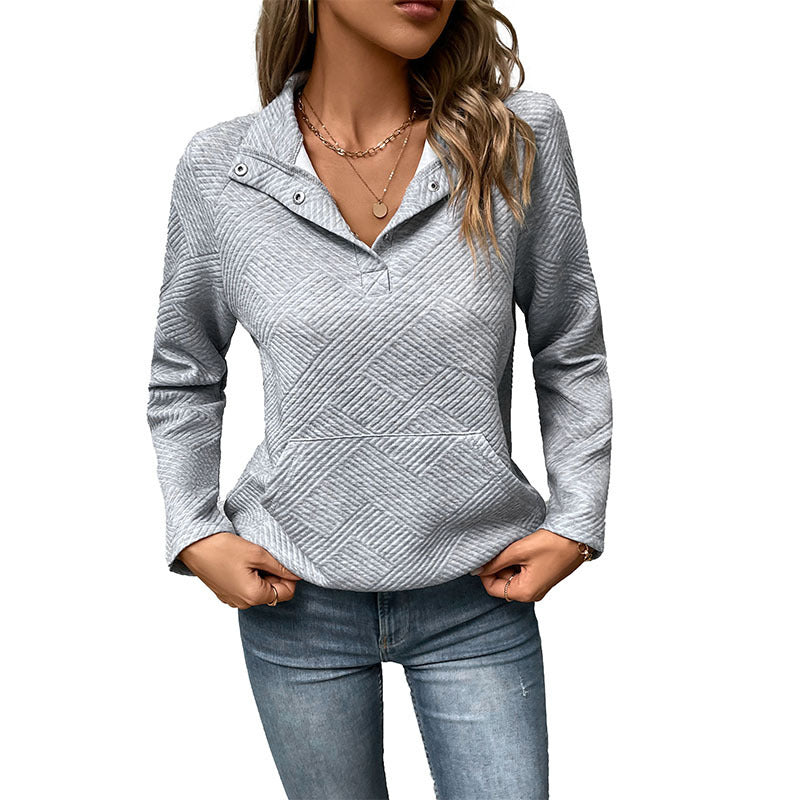 Damen Pullover Stehkragen Geometrisches Muster Modern