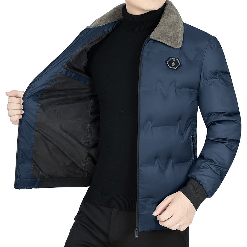 Herren Daunenjacke Leicht Warm Pelz Kragen