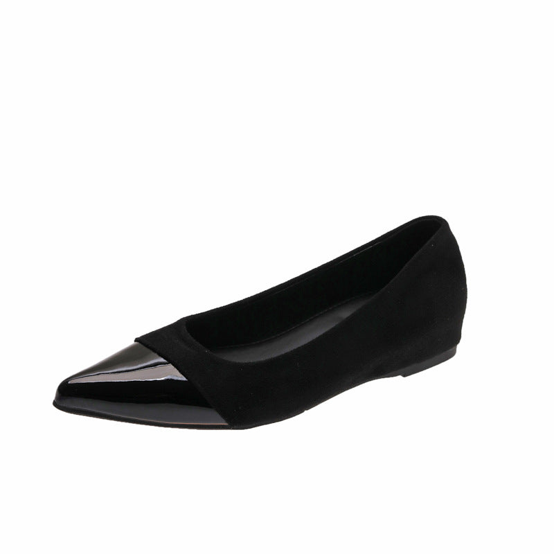 Damen Ballerinas Elegante Lack und Veloursleder Schuhe