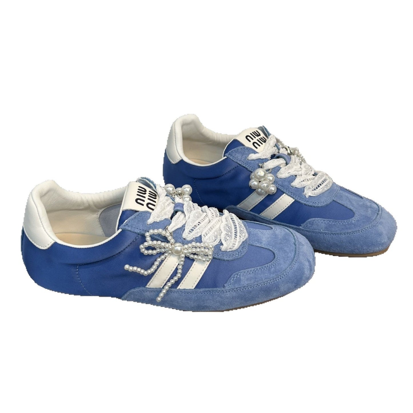 Damen Sneaker Elegant mit Perlen Dekoration Modern