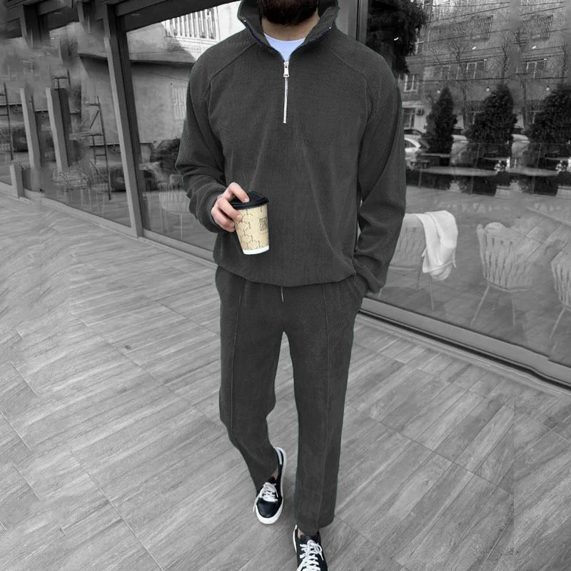 Herren Pullover Reißverschluss Lässig mit Jogginghose