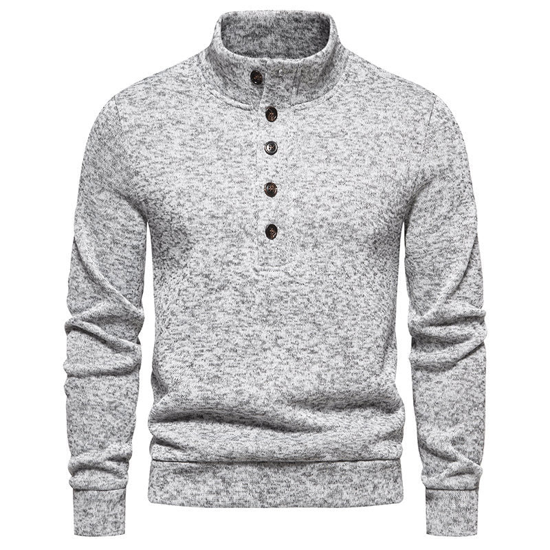 Herren Pullover Stehkragen Strukturiert Bequem Knöpfe Modern