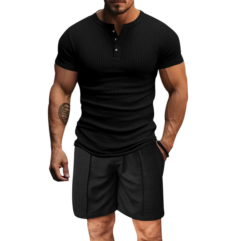 Herren Henley-Shirt Atmungsaktiv Kurzarm Berlin Style