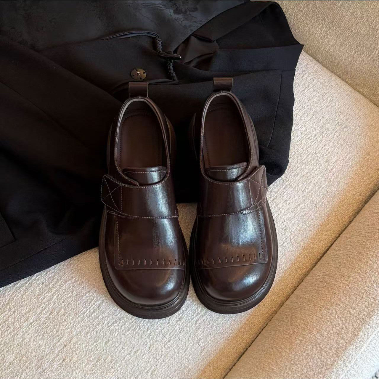 Damen Mokassins Bequem Riemen Schuhe Comfort