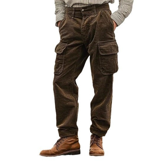 Herren Cargo-Hose Weich Cord Bequem Praktisch